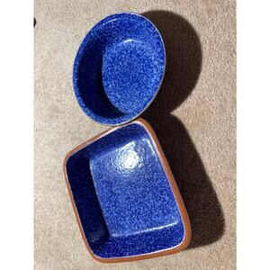 Style Eyes By Baum Bros Terra‎ Collection Blue Sponged Casserole Set